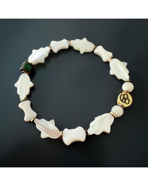 Ebru Jewelry Metallic Pearl Hamsa Hand Bracelet
