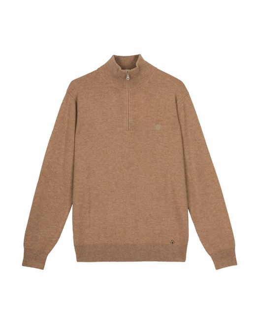Bel Cashmere Natural Cashmere Camel Zip-Up Sweater for men
