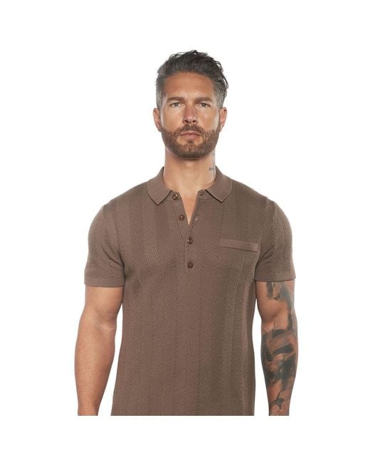 Weston Jon Boucher Brown Alastair Slim Fit Knit Polo for men