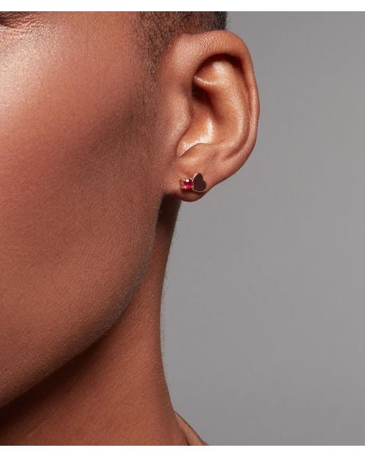 Onia Metallic Ruby Heart Studs