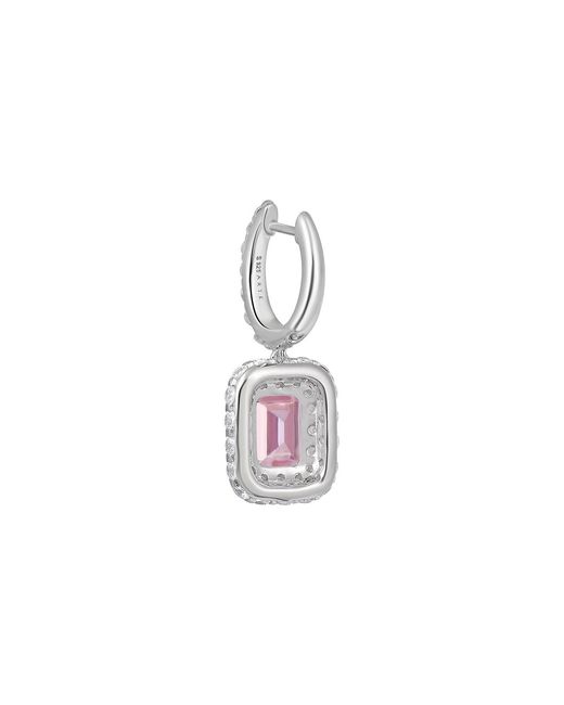 Arte Madrid Pink Gemma Rectangular Charm Hoop Earrings