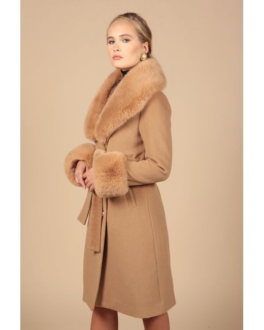 Santinni Brown Marlene Cashmere & Wool Coat