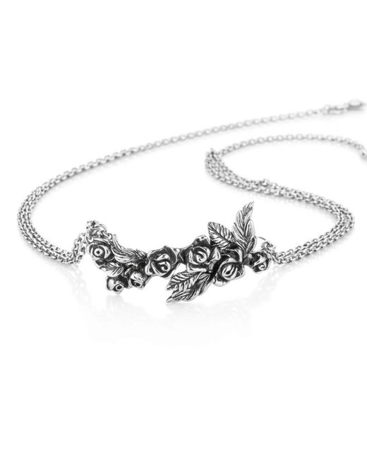 Unaloe Metallic Sterling Rose Choker Necklace For – Floral Statement Necklace, Handmade Italian Jewelry