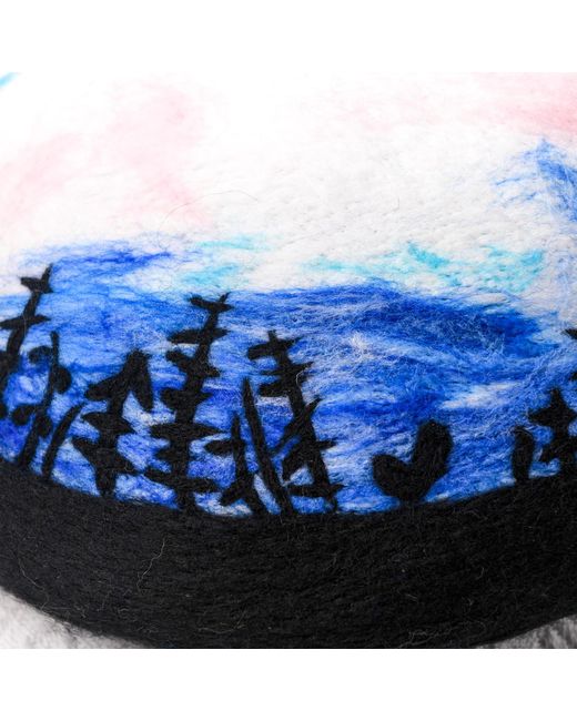 Heartfelt Layers Blue Aurora Forest Hand Felted Wool Beret