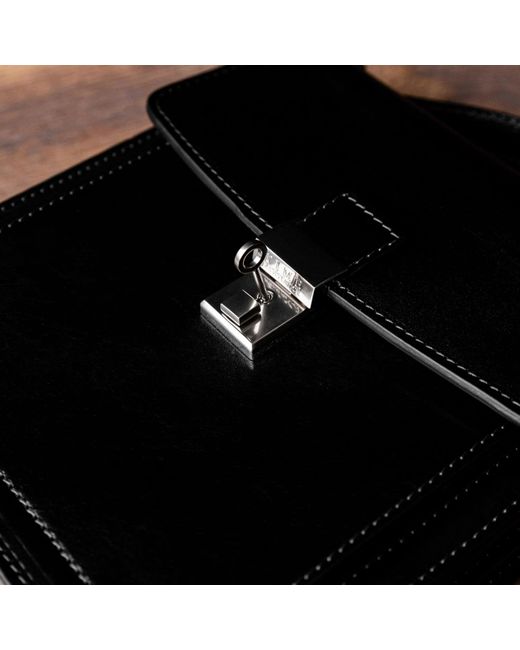 Time Resistance Black Small Leather Briefcase for men