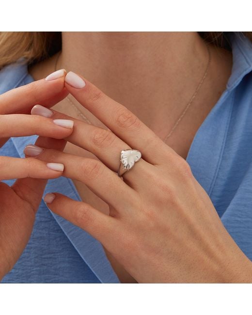 Spero London White Chunky Love Heart Sterling Signet Ring