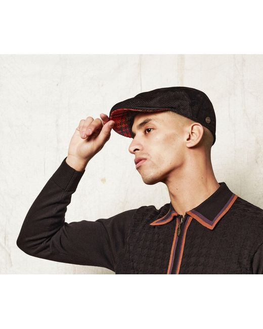 Dasmarca Hats Black Dylan Italian Cord Flat Cap for men
