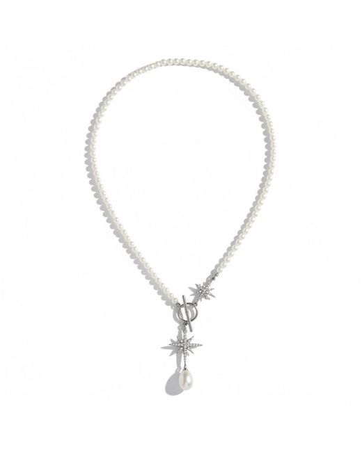 Ninemoo Metallic Celestial North Star Pearl Necklace