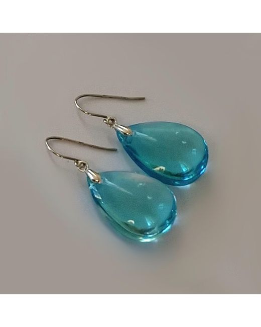 Laura Daili Blue Aquamarine Glow Teardrop Earrings