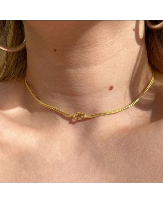 Spero London Metallic Snake Chain Knot Bracelet & Choker Set
