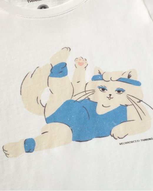 Thinking Mu White Meowrobics Mirna Slim T-Shirt