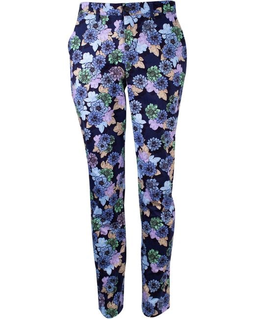 Lords of Harlech Blue Jack Snap Floral Pant for men