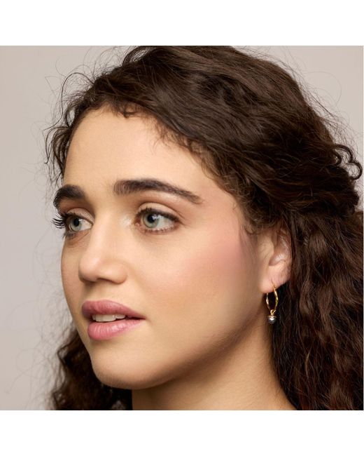 Isla Silver Metallic Peacock Pearl Molten Hoop Earrings