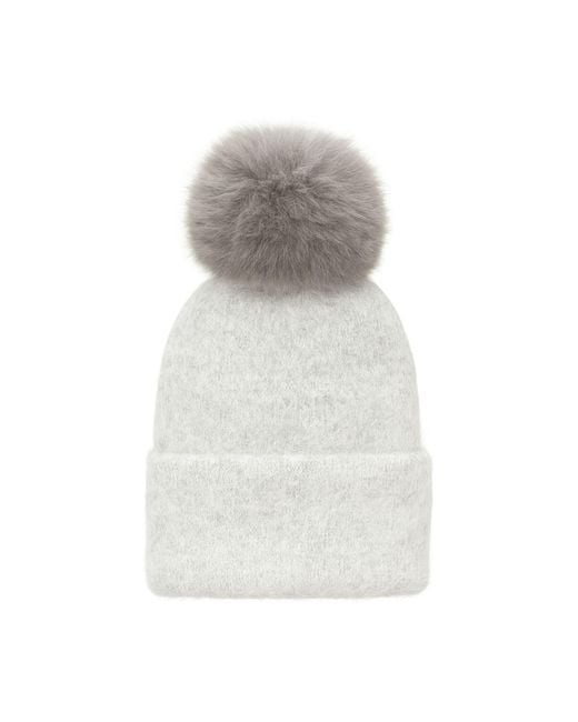 Hortons England Gray Fluffy Mohair Pom Pom Hat