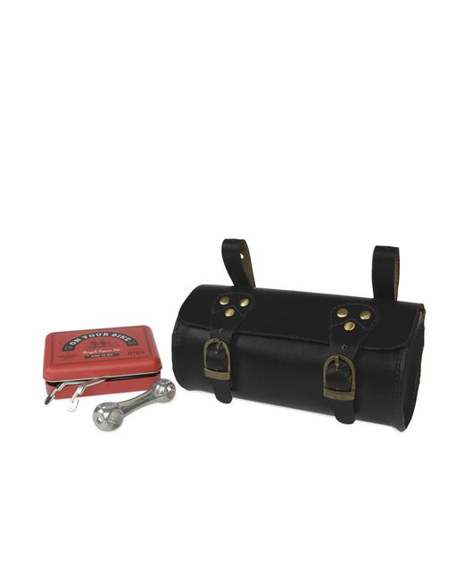 VIDA VIDA Blue Classic Leather Bike Saddle Bag for men