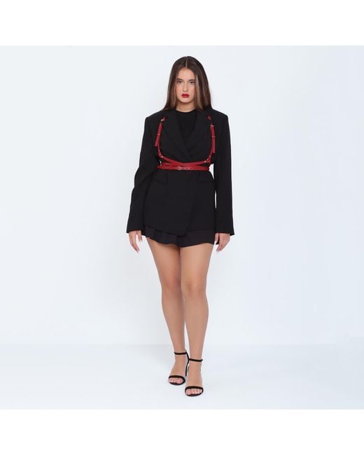 Haute Cuir Red Slim Double Belt Leather Harness