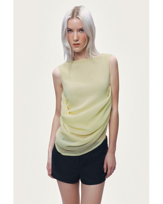 Nocturne White Draped Sleeveless Blouse