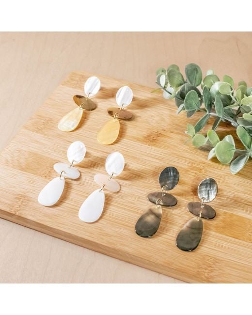 LIKHÂ Metallic Tricolor Raindrop Mother-Of-Pearl Earrings
