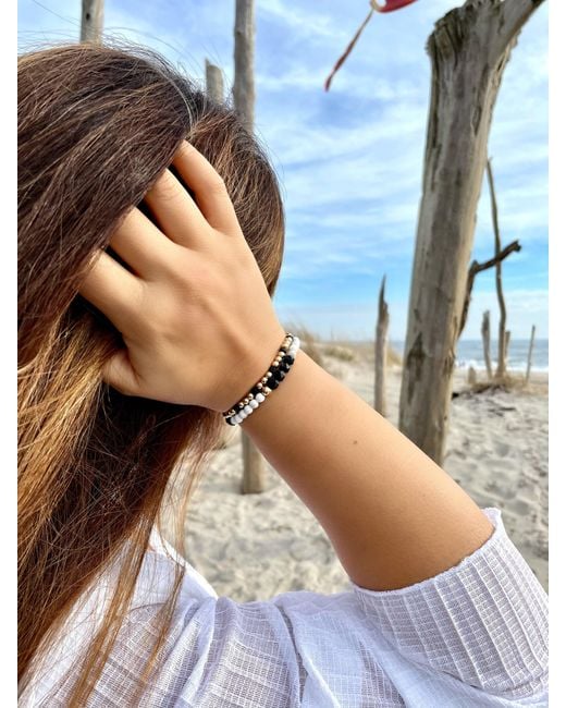 Olivia Le Metallic Dreamy Black & White Gem Bracelet