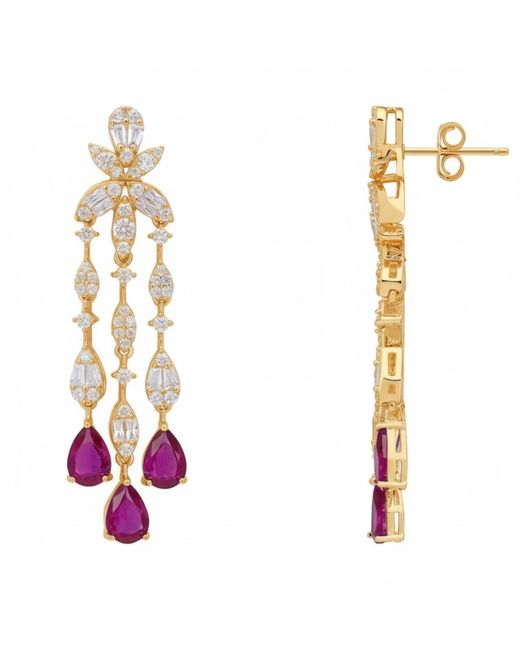 Latelita London Metallic Duchess Ruby Drop Earrings