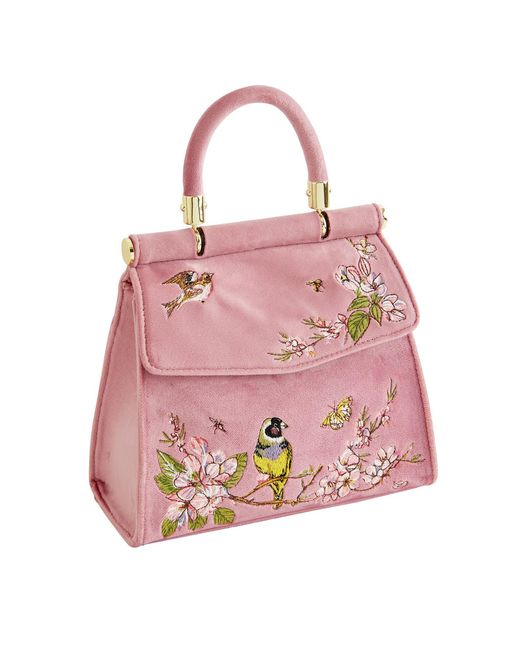 Fable England Pink Morning Song Bird Embroidered Mini Tote