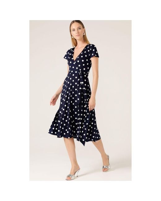 SACHA DRAKE Blue Reverse Wrap Midi Dress