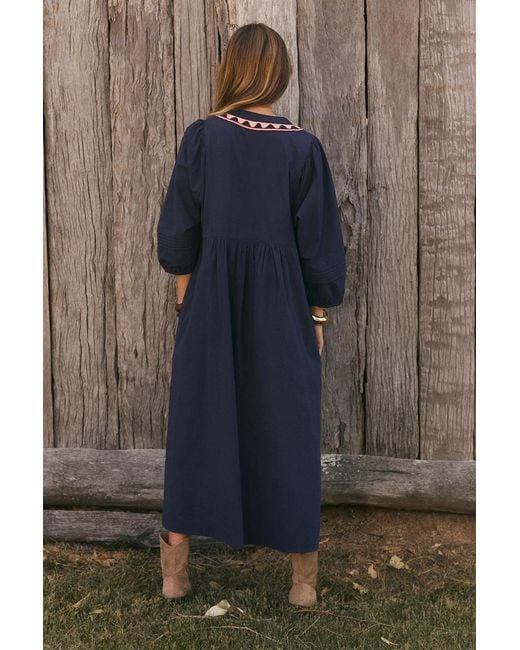 Adrift Clothing Blue Elodie Smock Dress