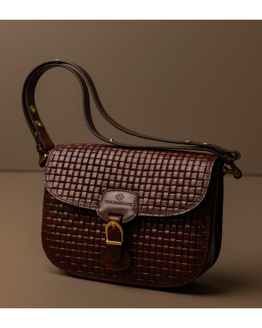 Time Resistance Brown Leather Saddle Bag
