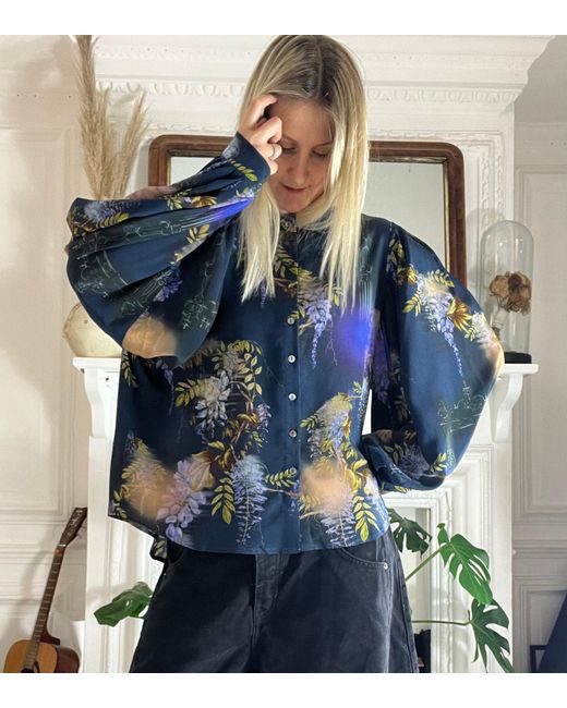 Klements Blue Paints Silk Blouse