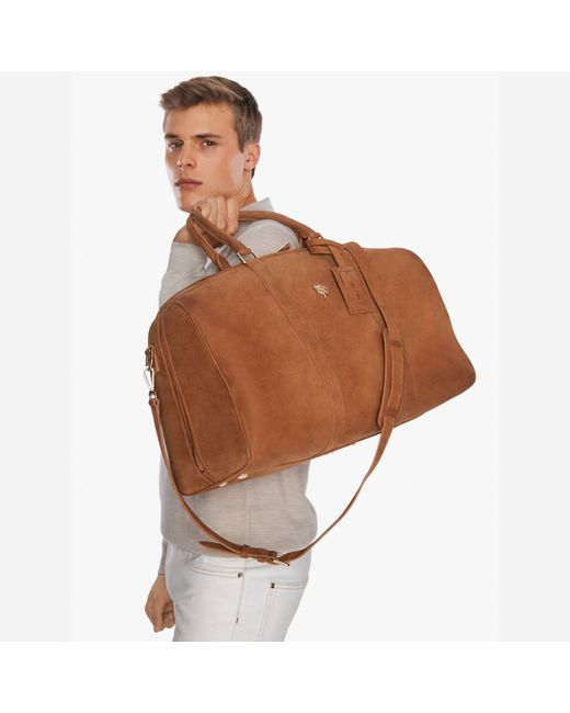 PLACE OF ELMS Brown Tobacco Suede Arbor Bag for men