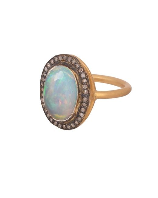 Opium Jewels Blue Upala Ring With Opal & Diamond