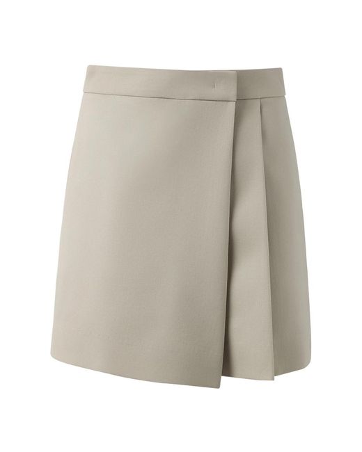 Elune Mode Gray Neutrals Wrap Pleat Skort _ Soft Sand