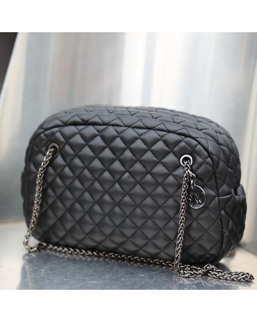 SJW BAGS LONDON Gray Carlton Vegan Leather Quilted Handbag