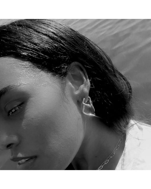 Potoska Metallic Curved Maxi Hoop Earrings