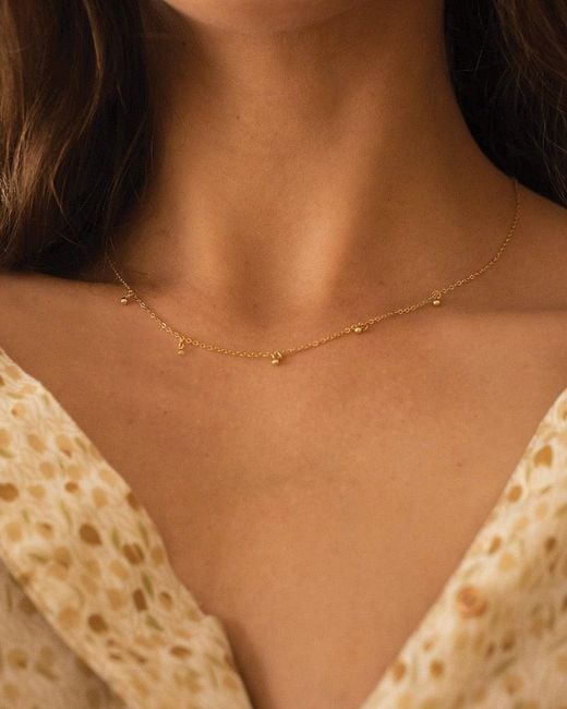 Elk & Bloom Metallic Dainty 14K Beaded Drop Choker Necklace