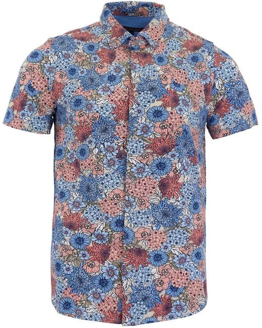 Lords of Harlech Blue Todd Garden Party Knit Shirt for men