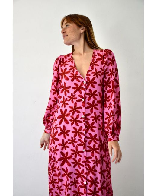 Mind Traveler Red Micaela Floral Dress