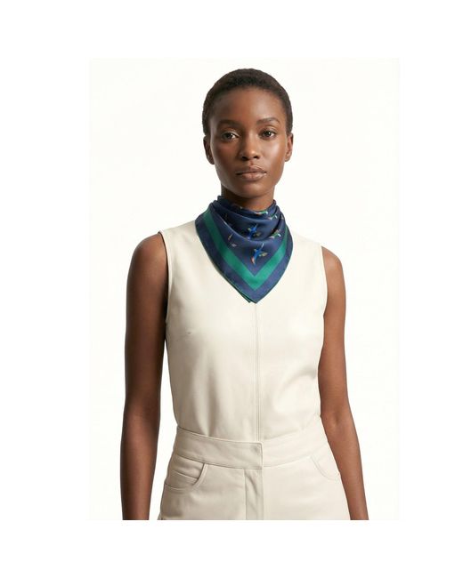 Jessie Zhao New York Blue Freedom Wings Double Sided Silk Scarf
