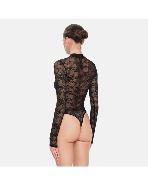 OW Collection Black Lydia Lace Bodysuit