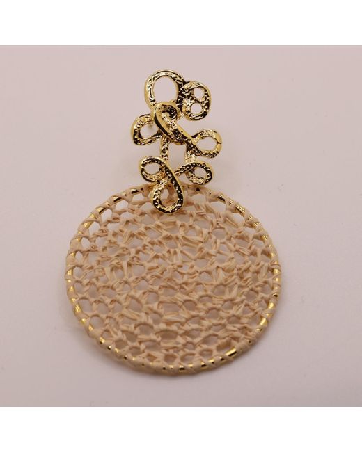 Nart Nature Making Art Metallic The Buriti Natural Fiber Lace Earrings