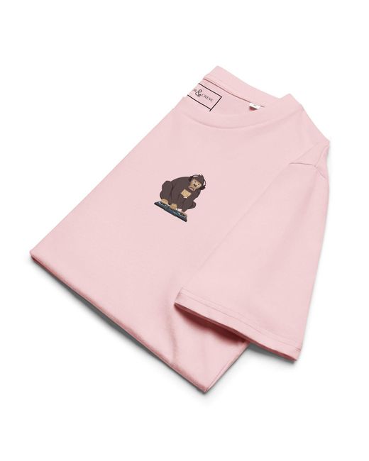 Anchor and Crew Pink Cotton D J Monkey Organic Cotton Embroidered T-Shirt