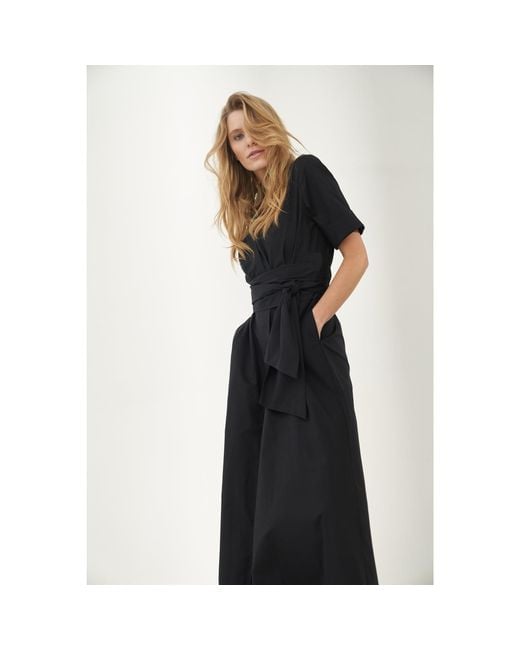 Marianna Déri Black Maxi Shirtdress With Detachable Wide Belt