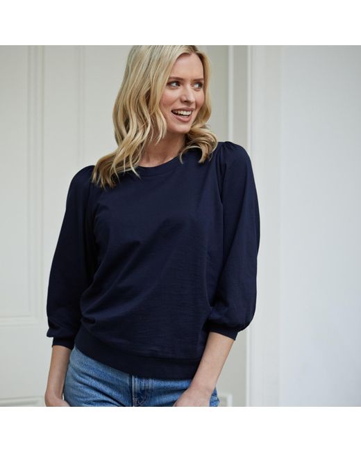 Cove Blue Belle Navy Puffed Sleeve Top