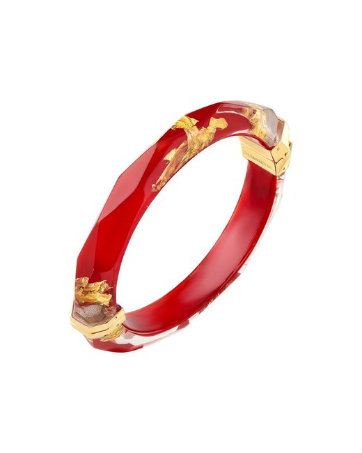 Gold & Honey Red 24K Leaf Lucite Bangle