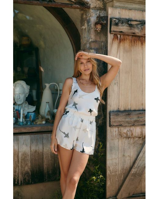 Lily Rou White Silk Mara Relaxed Shorts