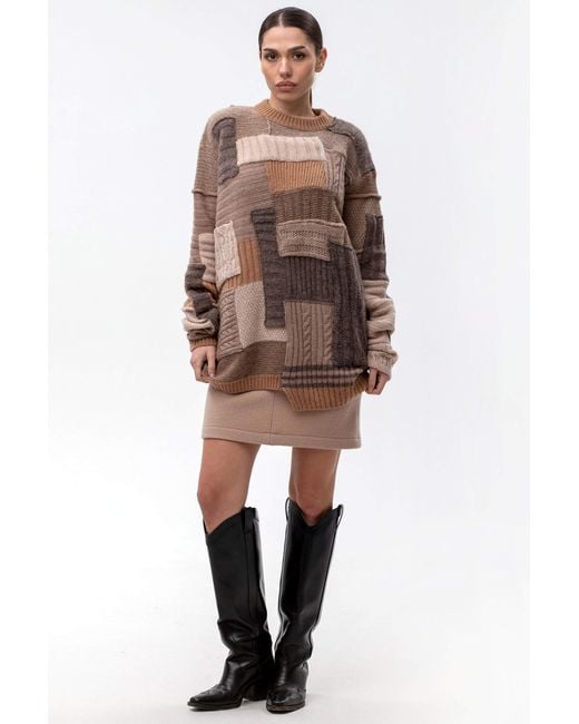 Maison Bogomil Brown Chunky Patchwork Sweater