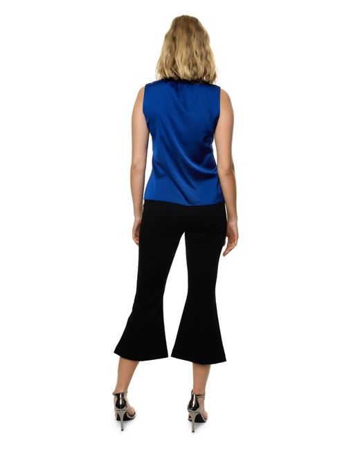 Carloslines Blue Bow Tie Sleeveless Blouse