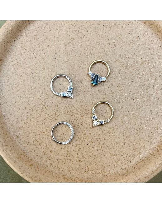 Zohreh Metallic Tanzanite & Diamond Daith Hoop Earring 9K