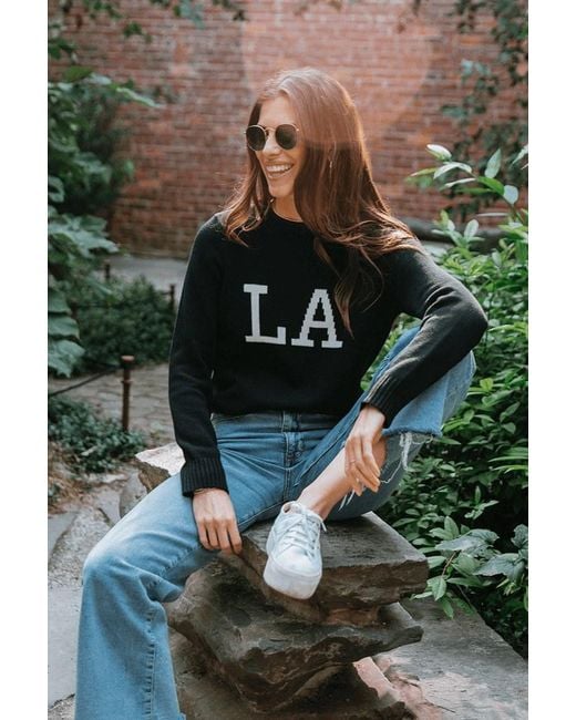 Ellsworth & Ivey Black Los Angeles Crewneck Sweater