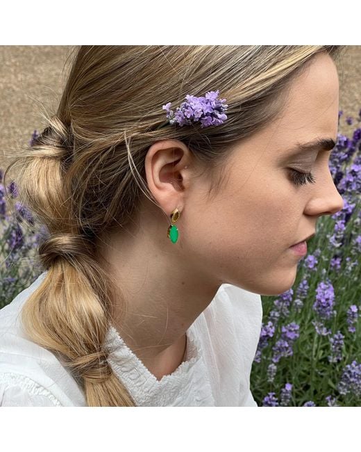 Augustine Jewels Green Agate & Diamond Earrings